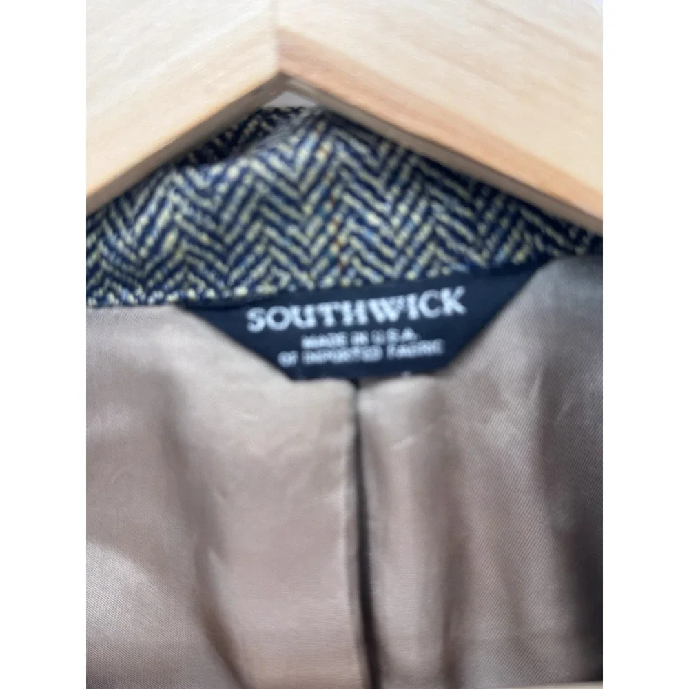 Southwick Vintage Mens 42 Herringbone Tweed Blazer Wool Sport Coat Preppy USA